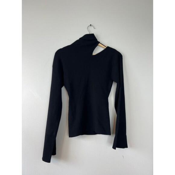 NEW A.L.C. Cutout Shoulder Long Sleeve Stretch Paquin Black Blouse Top Sz: XS - Picture 6 of 9